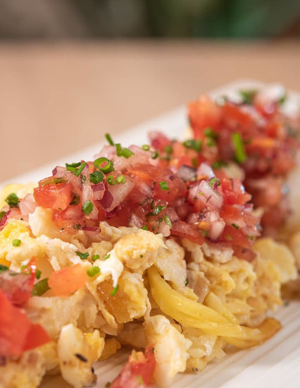 Bacalao a'bras y pico de gallo